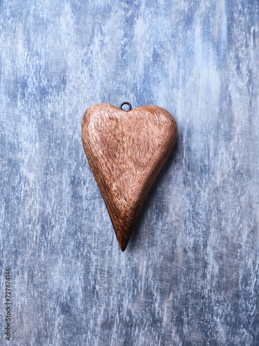 Christmas ornament on bright wooden background. Soft focus. Top view. Copy space.