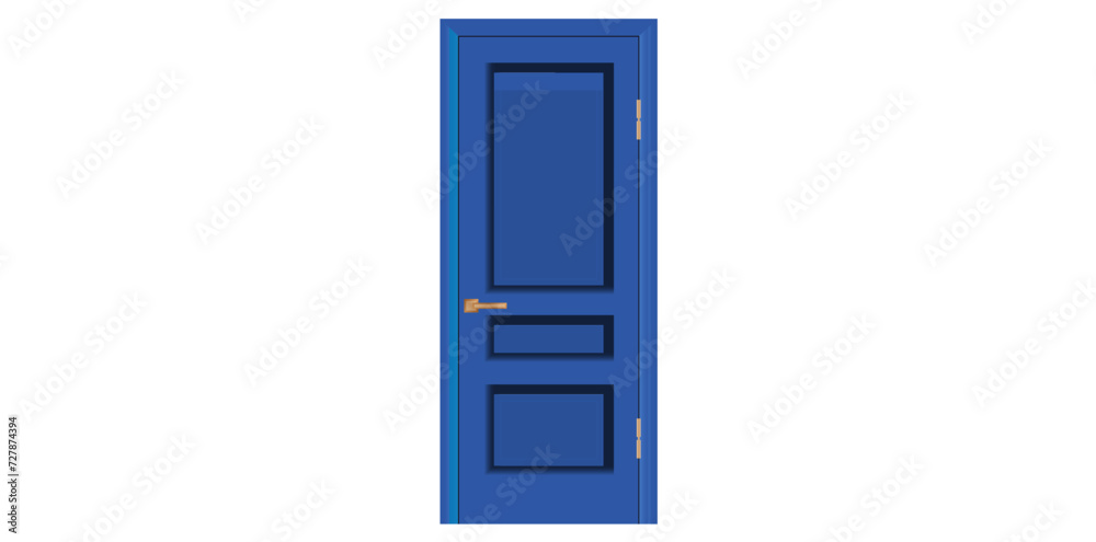 Blue Interior Closed Door Vector Illustration. Blue Interior Closed Door Vector Illustration.