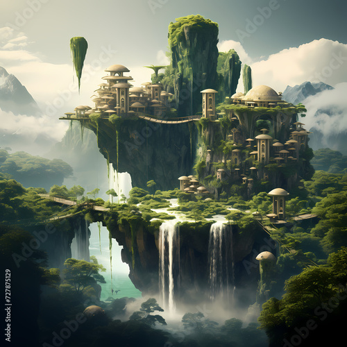 Floating islands with waterfalls  © Cao