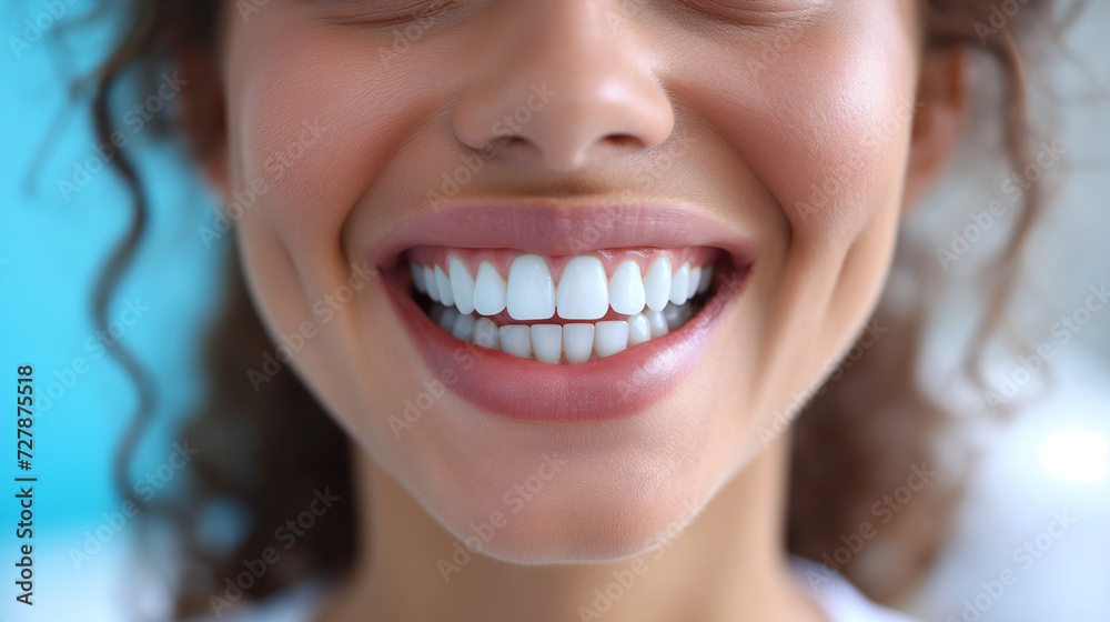 Obraz premium Detailed view of mouth smile of a young woman at the dentist's office