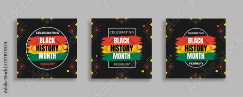 Collection of black history month celebrate modern vector illustration design graphic Holiday concept banners for social media posts 