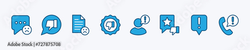Set of complaint icon for customer service and communication support. Containing poor feedback, unhappy, dislike, 1 star, rating review, comment. Vector illustration photo