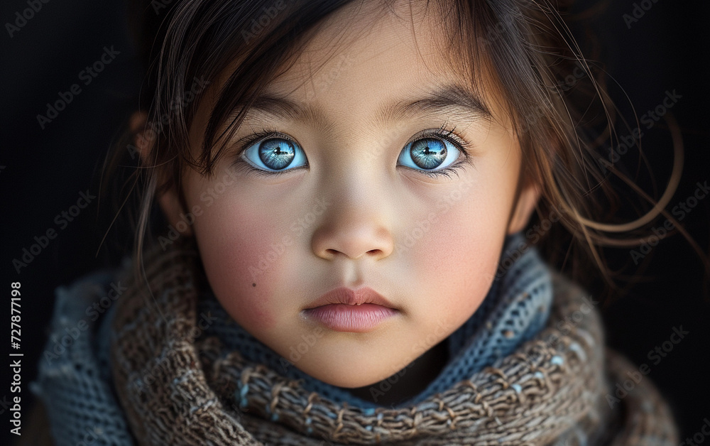 Smiling Little Girl With Blue Eyes Wearing a Scarf Smiling Little Girl With Blue Eyes Wearing a Scarf