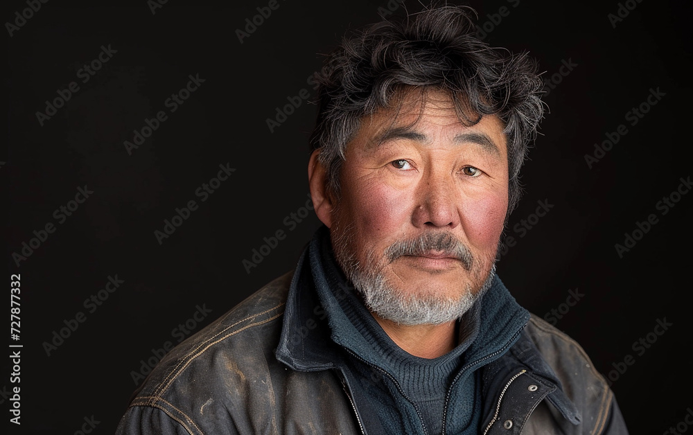 Fototapeta premium Multiracial Man in Leather Jacket Looking at the Camera