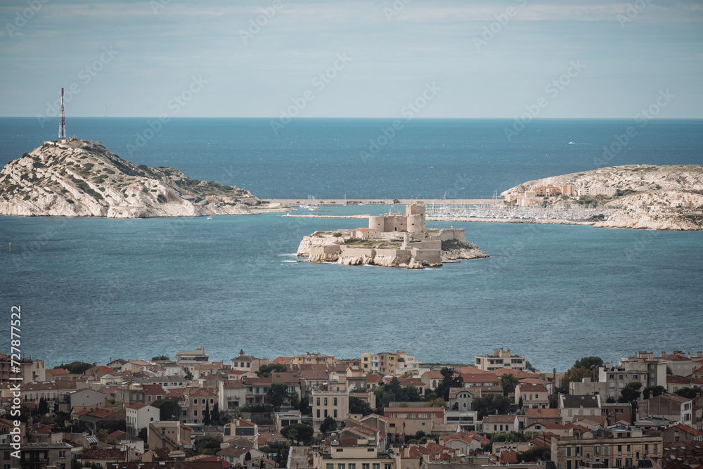 Panoramic view of The Château d'If castle in the Frioul archipelago, situated about 1.5 kilometres offshore from Marseille in southeastern France. 