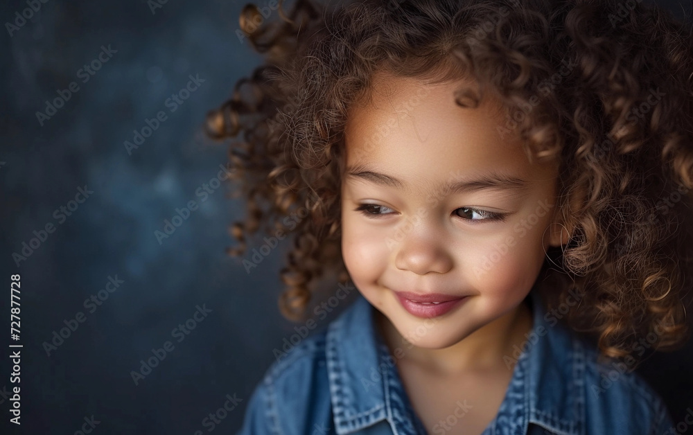 A Little Girl With Curly Hair Smiling at the Camera A Little Girl With Curly Hair Smiling at the Camera