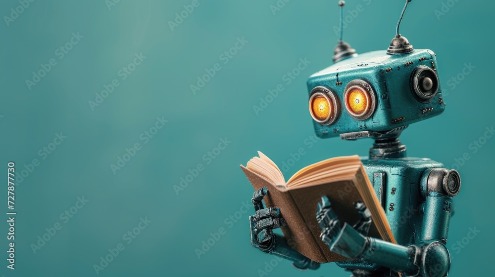 mini1970 sci fi robot reading a book mini1970 sci fi robot reading a book
