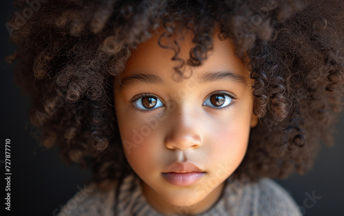Close-Up of a Childs Face With Curly Hair