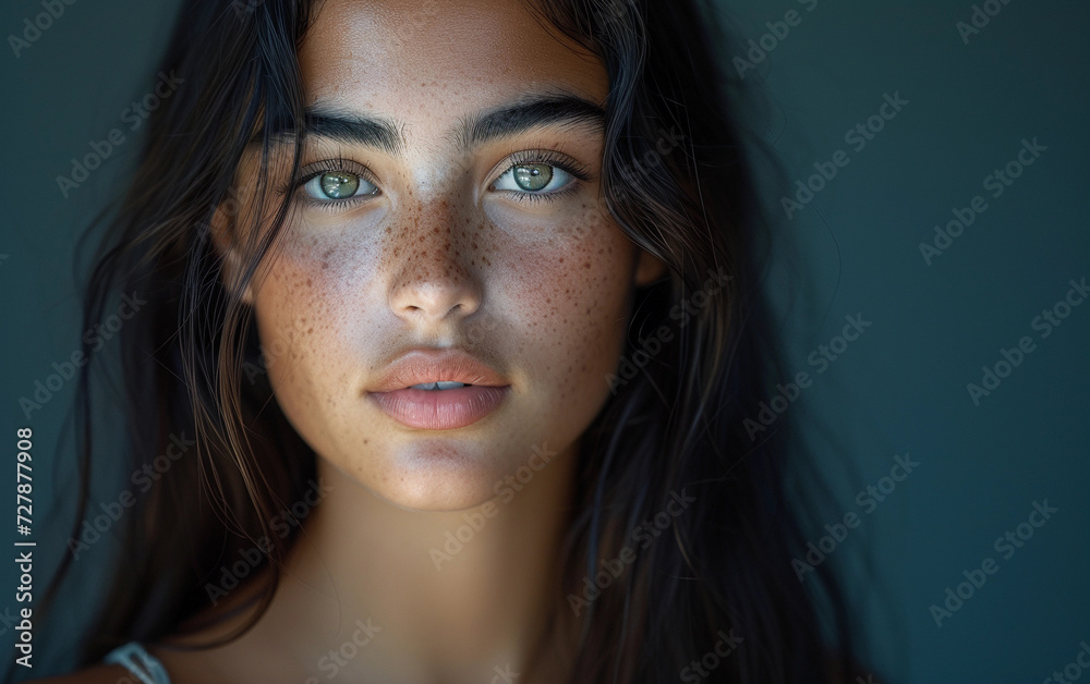 Portrait of a Woman With Freckles on Her Face Portrait of a Woman With Freckles on Her Face