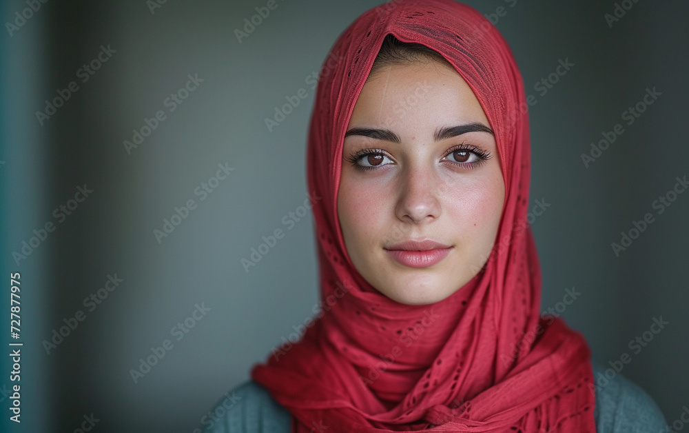 Multiracial Woman With Red Scarf on Her Head Multiracial Woman With Red Scarf on Her Head