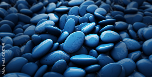 Blue pebbles background. 3d rendering, 3d illustration.Abstract background made of blue stones. 3d rendering, 3d illustration.