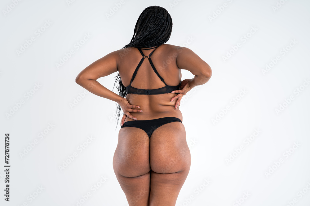 Φωτογραφία Overweight black African woman with fat hips and buttocks, obesity female body w