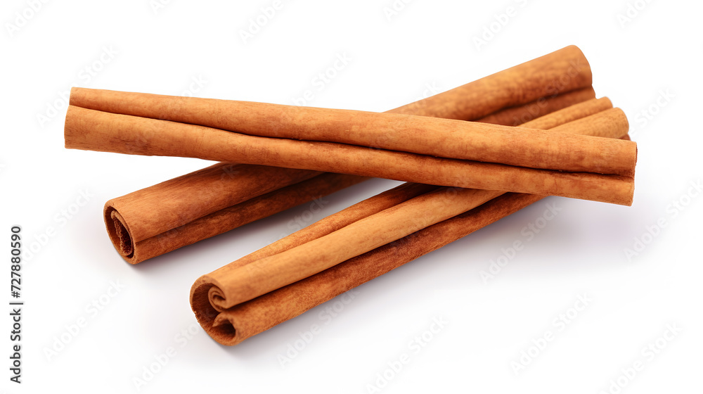 Cinnamon sticks isolated on white background. Neural network AI generated art Cinnamon sticks isolated on white background. Neural network AI generated art
