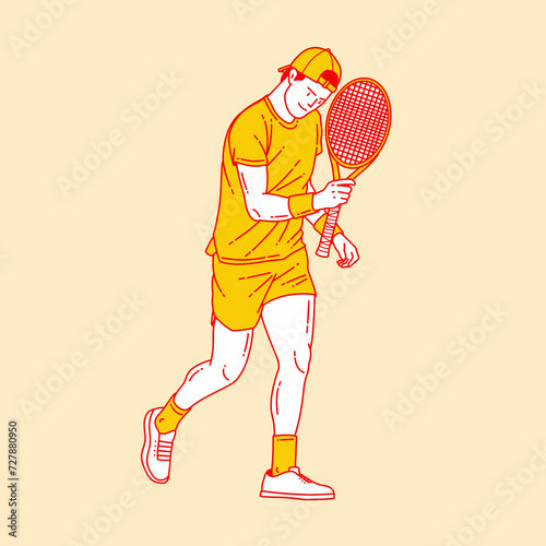 Simple cartoon illustration of a tennis player 2