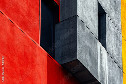 Abstract street architecture details in cubist style, achitecture details photo