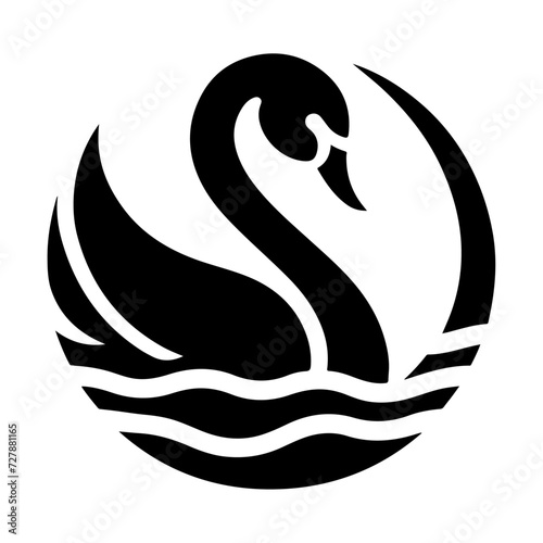Fototapeta Naklejka Na Ścianę i Meble -  Swan logo vector icon, flat symbol, black color silhouette, white background