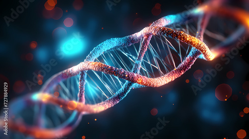 Helix DNA polygonal wireframe molecule helix, medical concept background © feeng