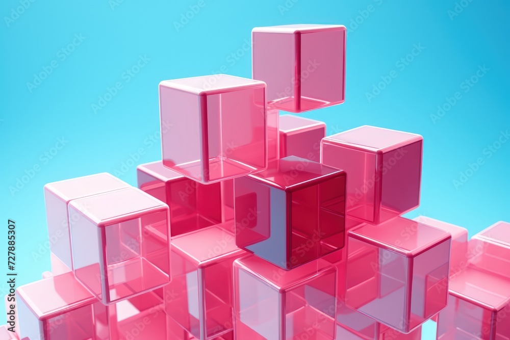 Cube floating with abstract concept. Generate AI image Cube floating with abstract concept. Generate AI image