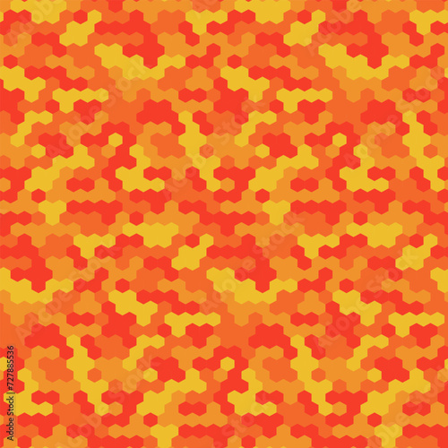 Orange seamless pattern vector hexagons of geometric shapes.