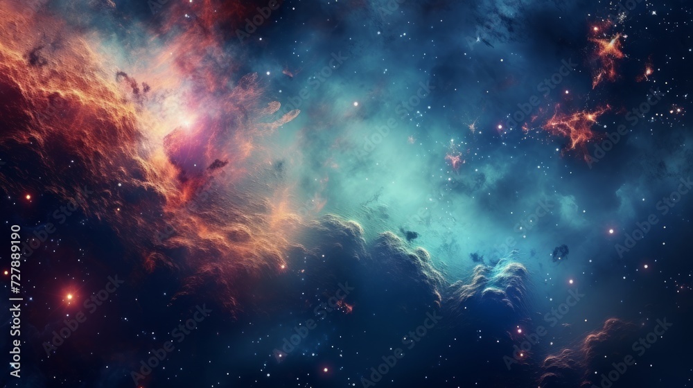 Space background with realistic nebula and shining stars. Neural network AI generated art