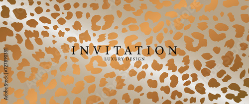 Premium cover design with leopard pattern and gradient. Luxury gold background cover design, invitation, poster, flyer, wedding card, luxe invite, business banner, prestigious voucher. Safari pattern	