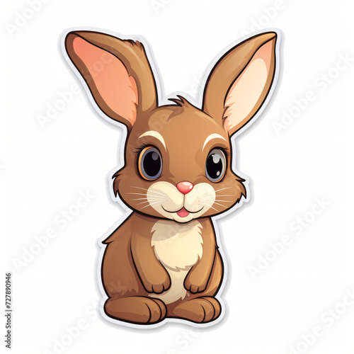 A rabbit animal cartoon sticker isolated on a whi