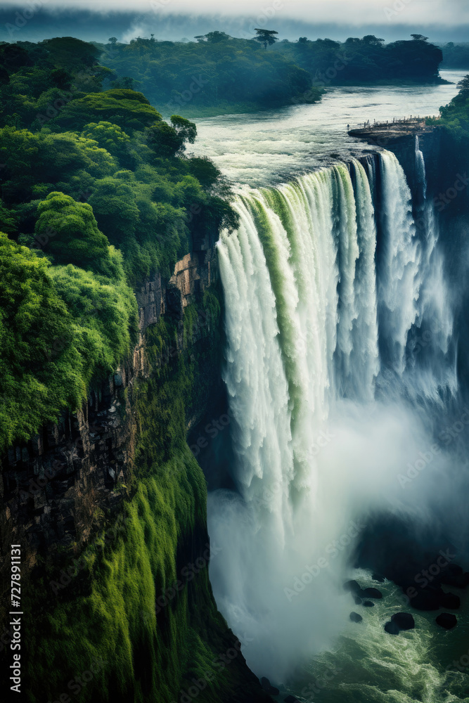 Majestic waterfall amidst lush tropical greenery perfect for eco-tourism and adventure a scene of natural wonder and tranquility Majestic waterfall amidst lush tropical greenery perfect for eco-tourism and adventure a scene of natural wonder and tranquility