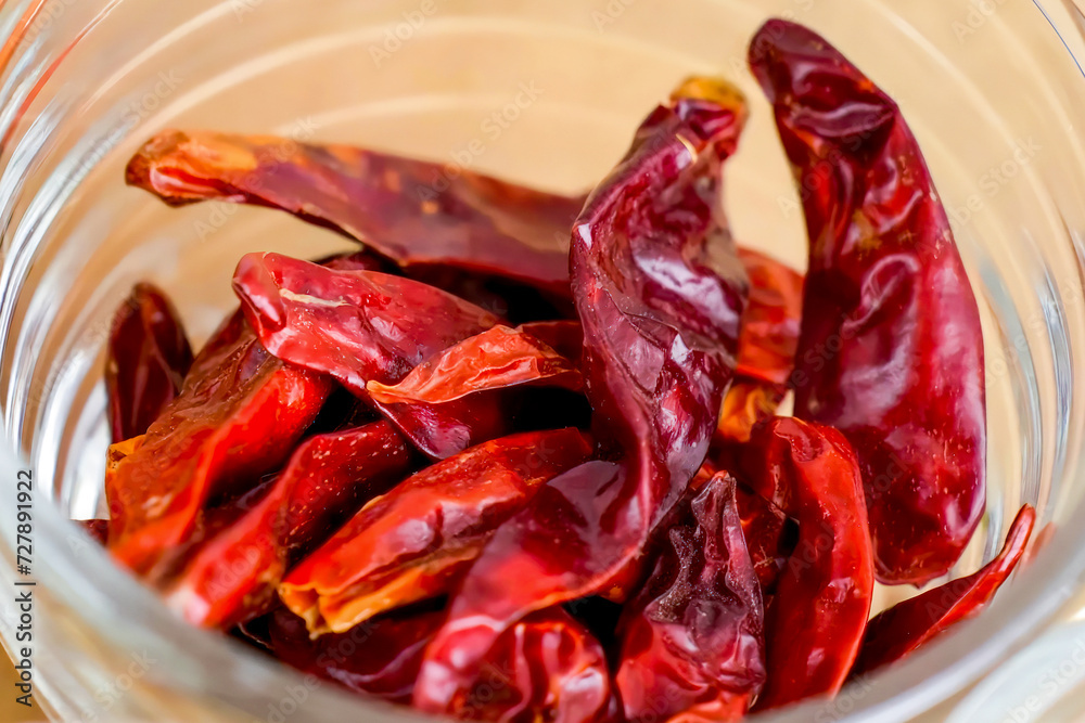 Healthy fresh meal, chilli pepper in bowl. Homemade cooking vegetables for menu, advert or package, close up, selective focus.