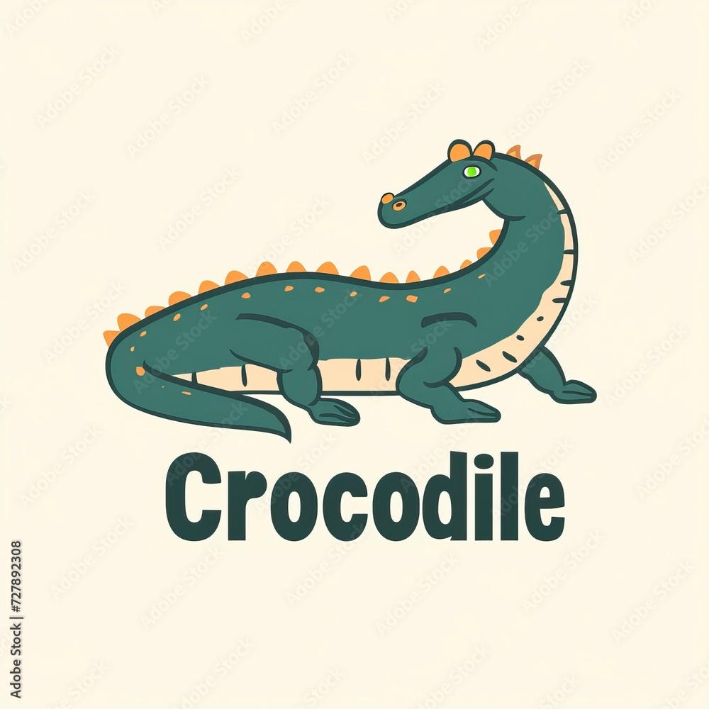 Fototapeta premium flat vector logo of animal Crocodile Vector image, White Background