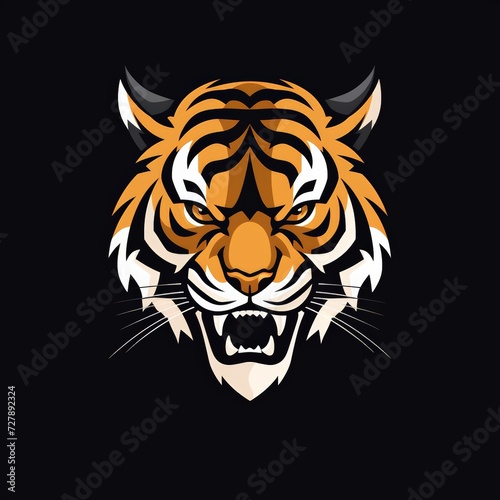 flat vector logo of animal  tiger  minimalist flat tiger logo for a sports brand  symbolizing strength and determination