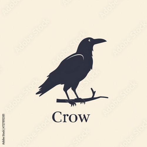 flat vector logo of animal Crow Vector image  White Background