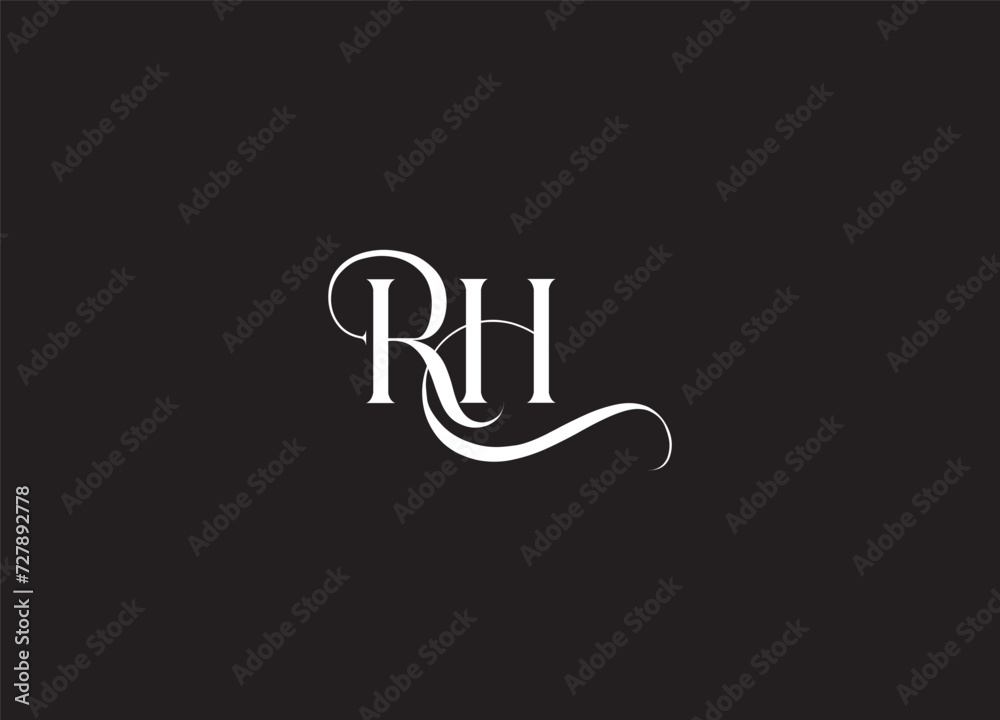 RH letter logo design on luxury background RH letter logo design on luxury background