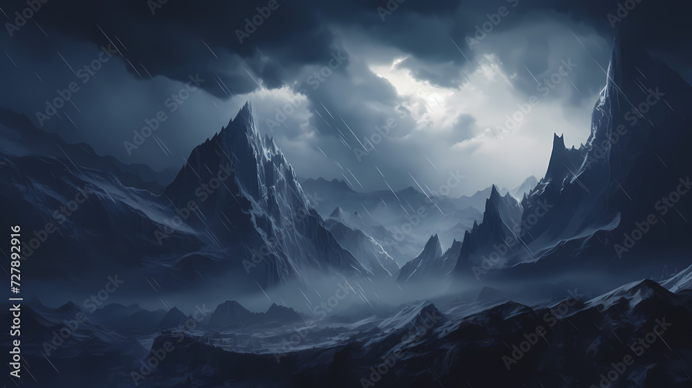 Majestic mountains, panoramic peaks PPT background