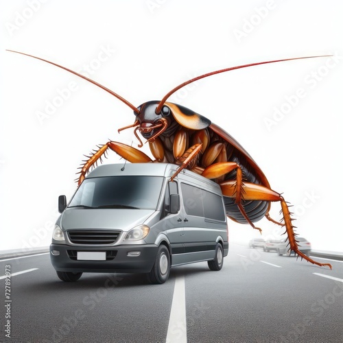A huge cockroach climbed onto the car. © Andbiz
