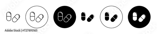 Painkiller Vector Illustration Set. Pain Reduction Medicine Pill and Capsule Sign Suitable for Apps and Websites UI Design Style.