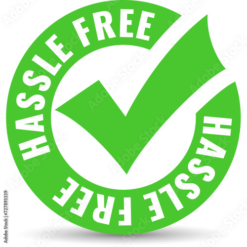 Hassle free icon with green check mark photo