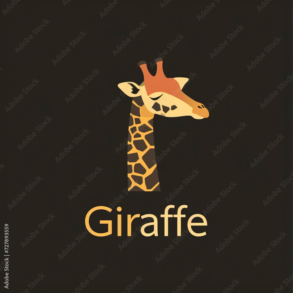 flat vector logo of animal Giraffe Vector image, White Background flat vector logo of animal Giraffe Vector image, White Background