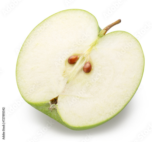 Cross section of green apple close-up. File contains clipping path.