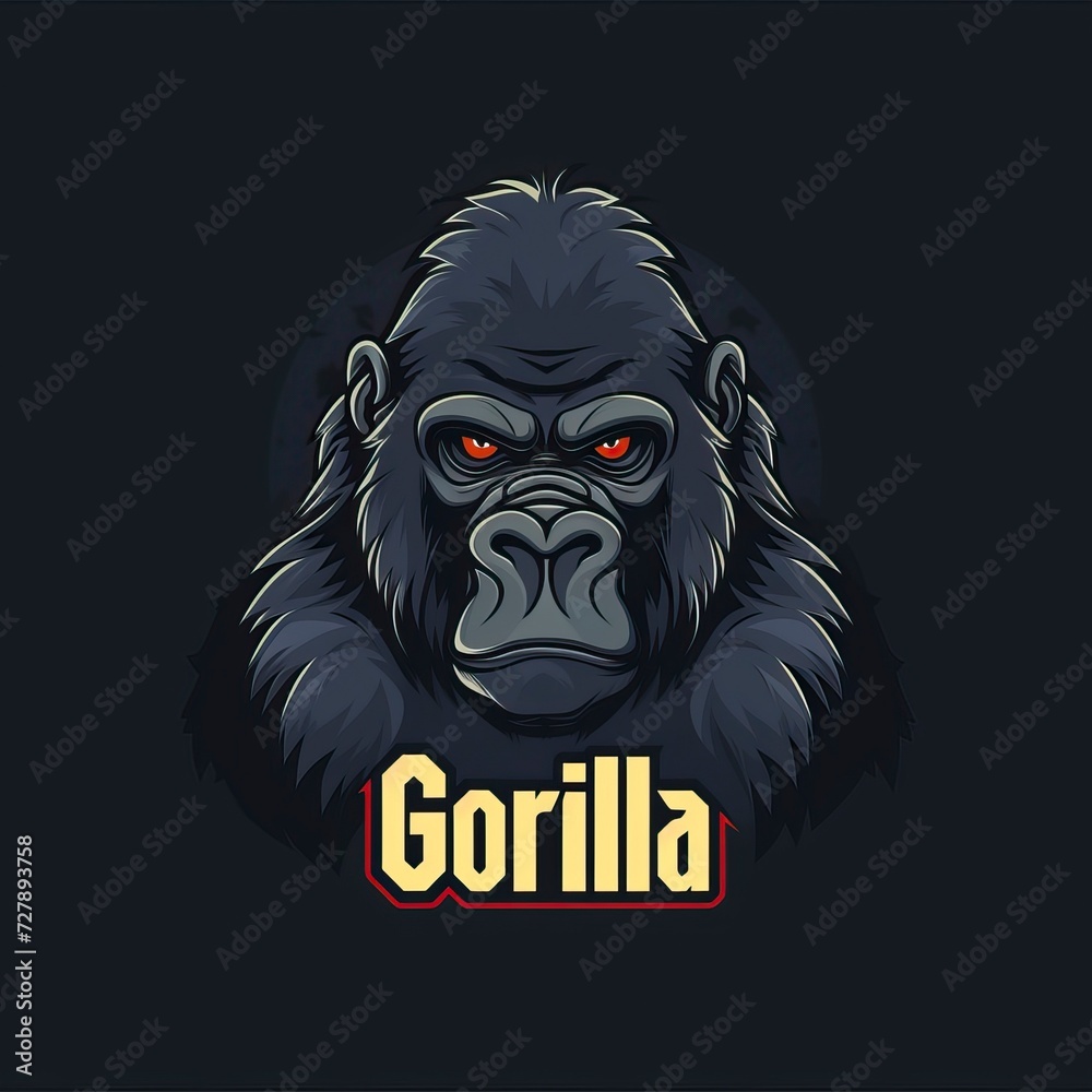 flat vector logo of animal Gorilla Vector image, White Background flat vector logo of animal Gorilla Vector image, White Background