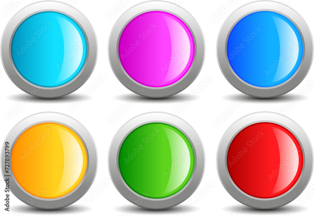 Color shiny buttons set, web design glass elements Color shiny buttons set, web design glass elements