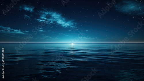 Starry night over calm ocean scene ideal for relaxation and meditation backgrounds conveying tranquility and depth