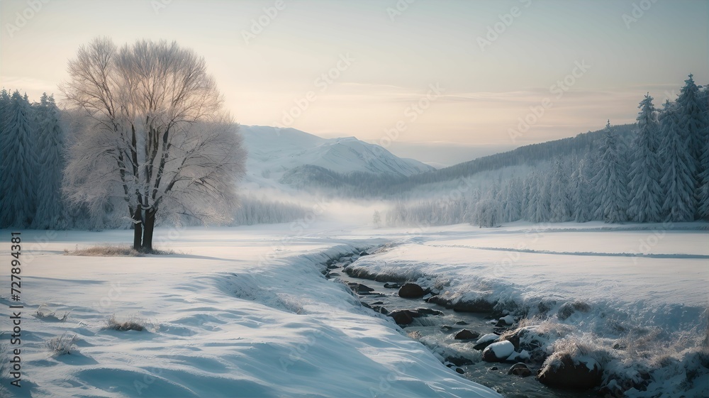 winter landscape with snow covered trees winter landscape with snow covered trees