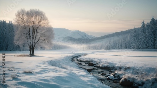 winter landscape with snow covered trees © Khawar Mukhtiar