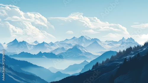 Majestic mountains, panoramic peaks PPT background