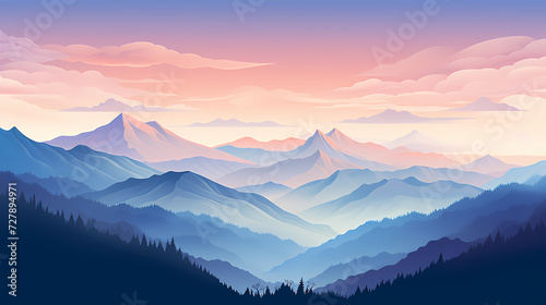 Majestic mountains, panoramic peaks PPT background © feeng