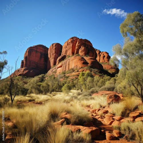 Iconic Outback of Australia showcasing Kata Tjuta rock formations in a serene and untouched desert landscape perfect for travel and exploration photo