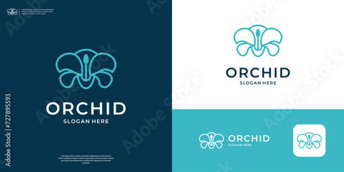 Beauty orchid flower logo design template