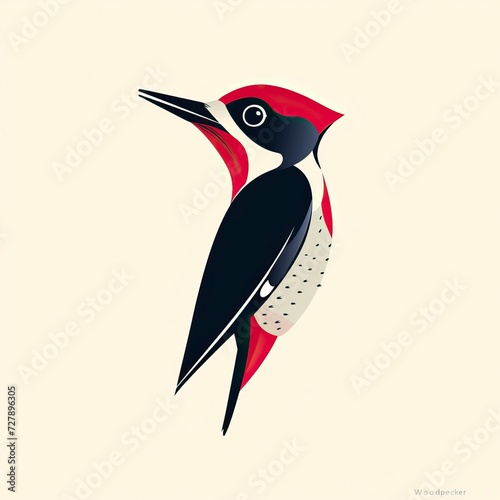 flat vector logo of animal Woodpecker Vector image, White Background photo