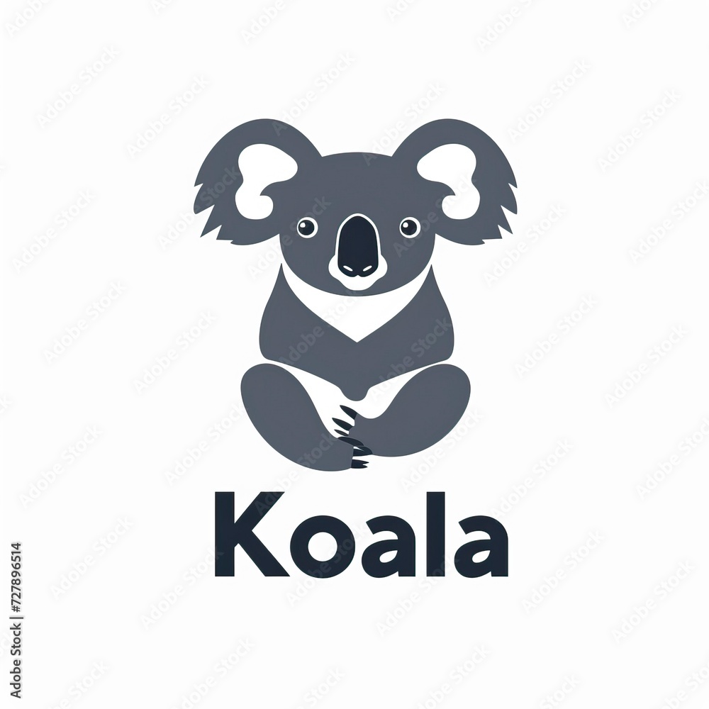Naklejka premium flat vector logo of animal Koala Vector image, White Background