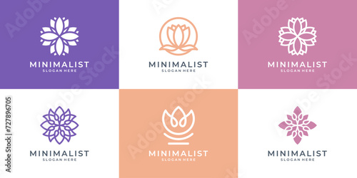 Set of lotus flower logo icon vector. Beauty abstract floral logo design template illustration © kiarev